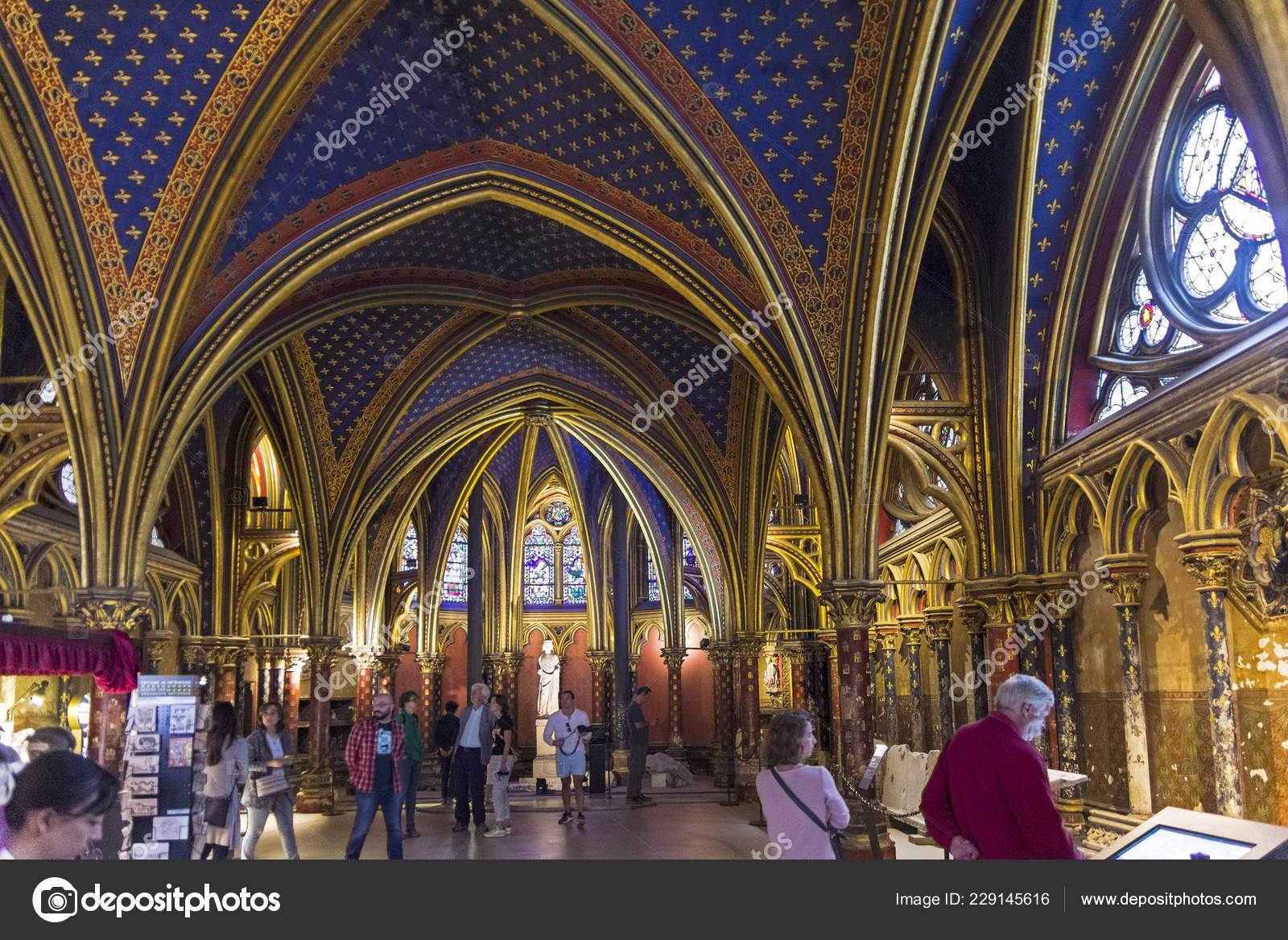 Paris France August 2018 Sainte Chapelle Interior Lower