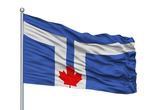 Toronto  City Flag On Flagpole, Canada, Isolated On White Background
