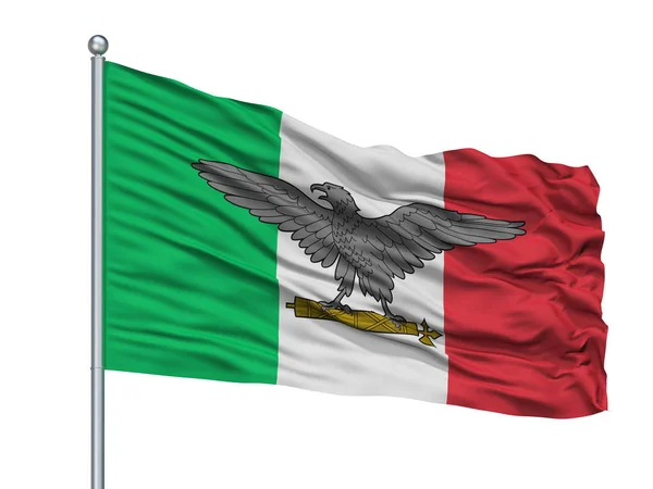 Italian Social Republic War Flag On Flagpole, Isolated On White Background, 3D Rendering