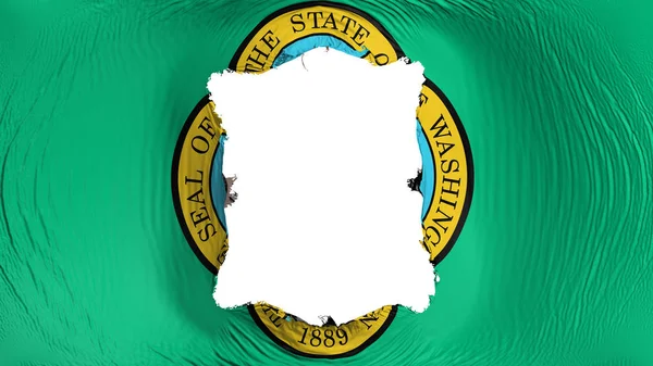 Square hole in the Washington state flag