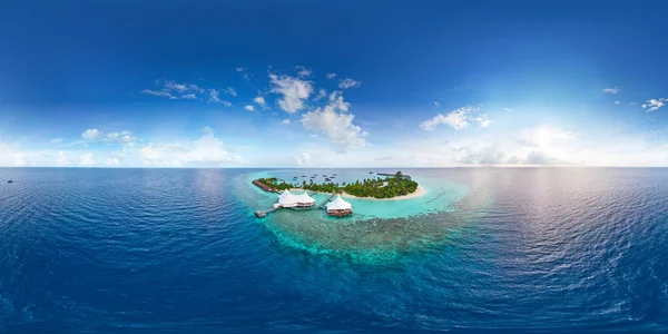 Panorama Aereo Sferico Della Spiaggia Paradisiaca Tropicale Sulla Piccola Isola — Foto Stock