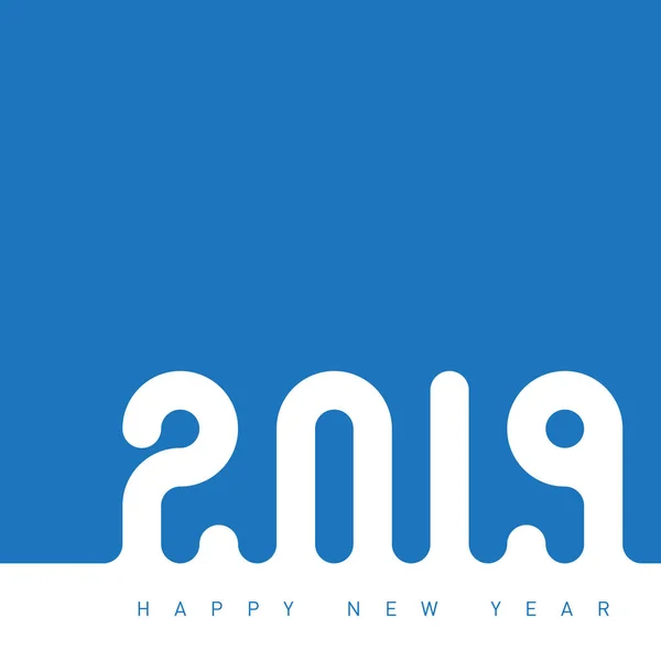 Feliz Año Nuevo 2019 Tarjeta Felicitación Creativa Azul Ilustración Vectorial — Vector de stock