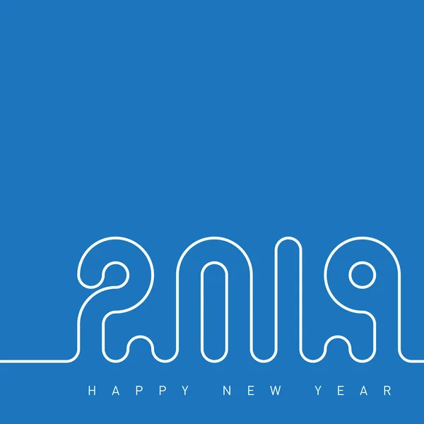 Feliz Año Nuevo 2019 Tarjeta Felicitación Creativa Azul Ilustración Vectorial — Archivo Imágenes Vectoriales