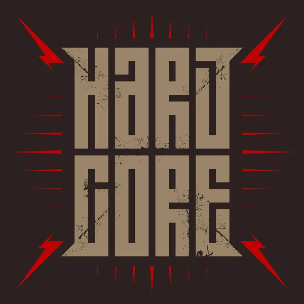 Hardcore Text Plakátu Hudba Vektorové Ilustrace — Stockový vektor