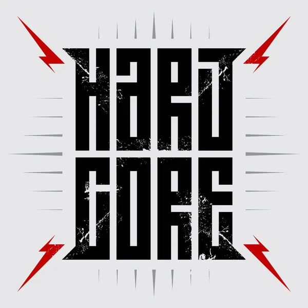 Hardcore Text Plakátu Hudba Vektorové Ilustrace — Stockový vektor