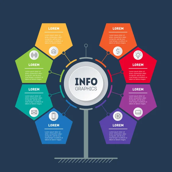 Infografías Línea Tiempo Con Secciones Coloridas — Archivo Imágenes Vectoriales