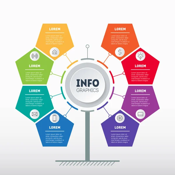 Infografías Línea Tiempo Con Secciones Coloridas — Archivo Imágenes Vectoriales