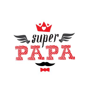 siyah ve kırmızı beyaz arka plan üzerinde yazıt süper baba öğelerle Yazdır 