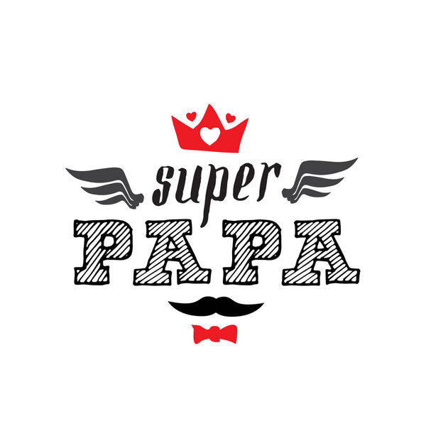 черно-красные элементы печати с надписью супер папа на белом фоне
 