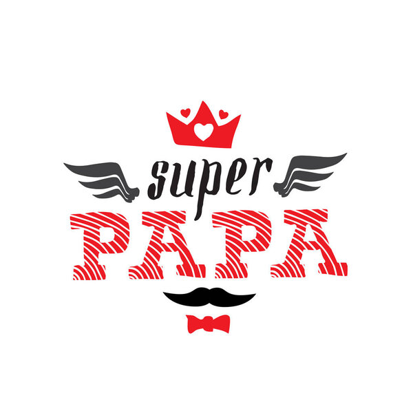 черно-красные элементы печати с надписью супер папа на белом фоне
 