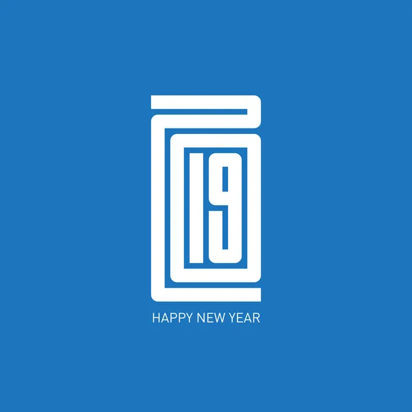 Šťastný Nový Rok 2019 Minimalistické Kalendář Nebo Brožura Kryt Typografické — Stockový vektor