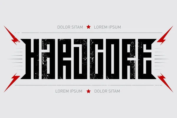 Hard Core Musikposter Hardcore Shirt Design Mit Roten Blitzen Shirt — Stockvektor