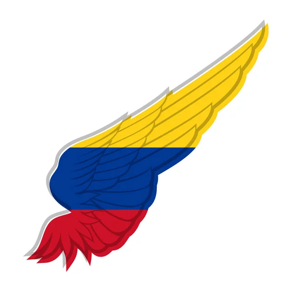 抽象的な翼と白い背景のコロンビアの旗 ベクトル図 — ストックベクタ