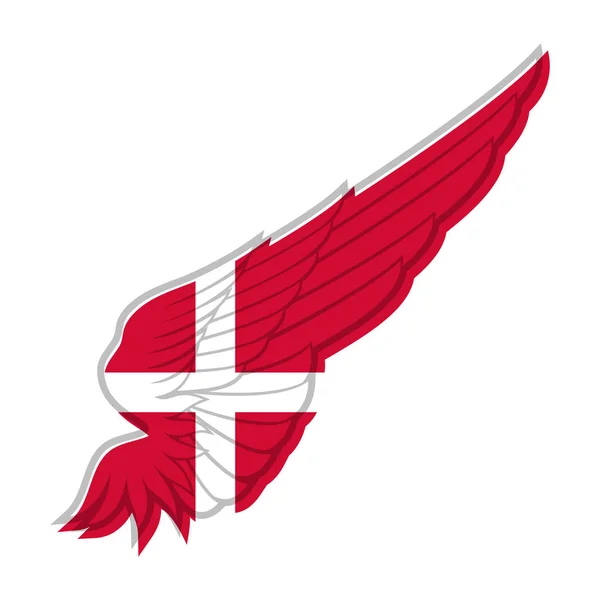 Flagge Von Dänemark Auf Abstraktem Flügel Und Weißem Hintergrund Vektorillustration — Stockvektor