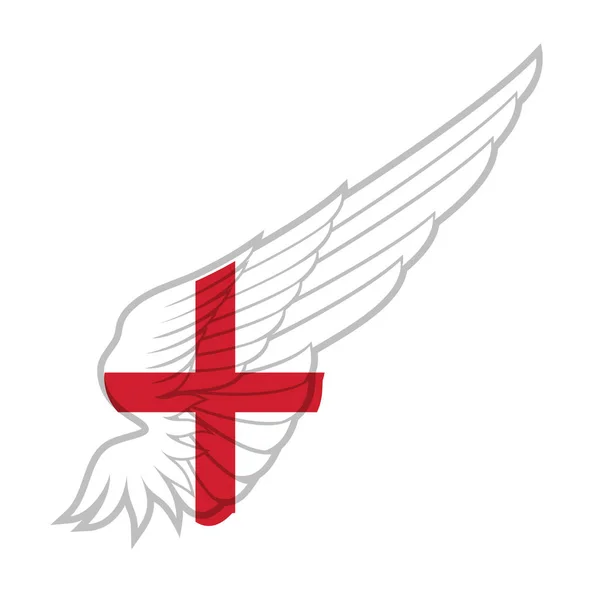 Flagge Englands Auf Abstraktem Flügel Und Weißem Hintergrund Vektorillustration — Stockvektor