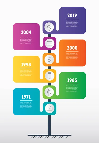 Dikey Ağaç Veya Zaman Çizelgesi Infographics Geliştirme Büyüme Time Line — Stok Vektör