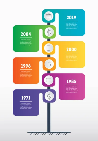 Infografías Verticales Árbol Línea Tiempo Desarrollo Crecimiento Del Negocio Línea — Archivo Imágenes Vectoriales