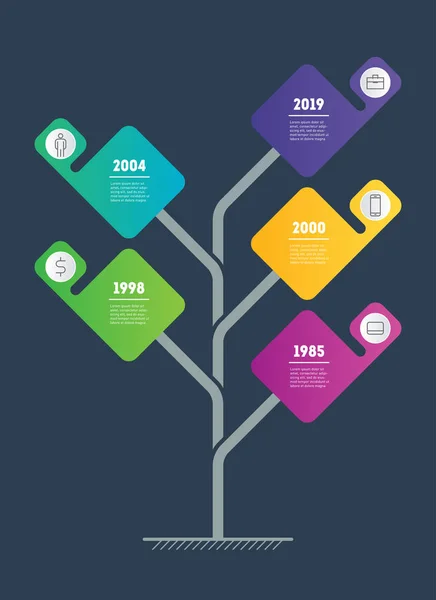 Línea Tiempo Infografía Vertical Concepto Negocio Con Opciones Piezas Pasos — Vector de stock