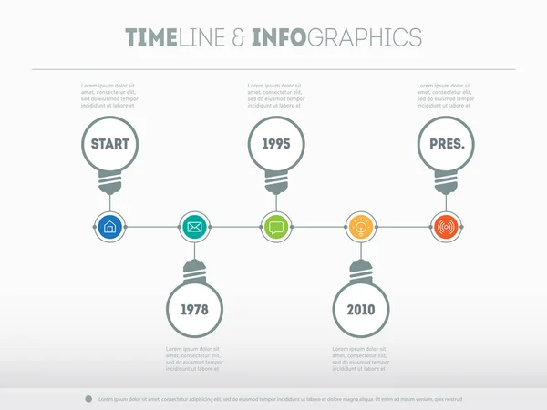 Zeitachsen Infografik Mit Symbolen Vektorzeitlinie — Stockvektor