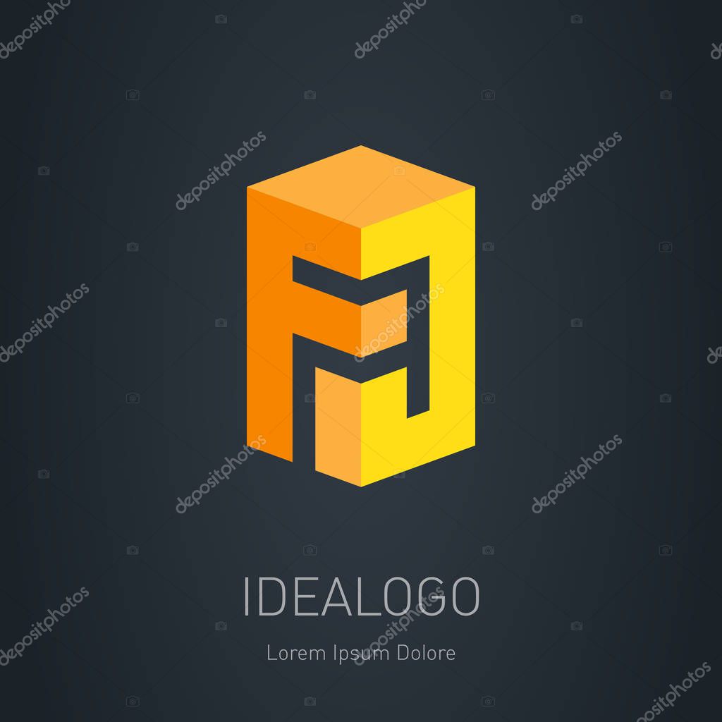 FJ initial logo. F and J initial monogram logotype. J and F - Vector design element or 3d icon.