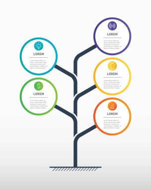 Dikey Infographic zaman çizelgesi. İş kavramı 5 seçenekleri, parça, adımları ya da teknoloji işlem ile. Sunum için vektör web şablonu. Sosyal Eğilimler ve eğilimleri grafik Time line.