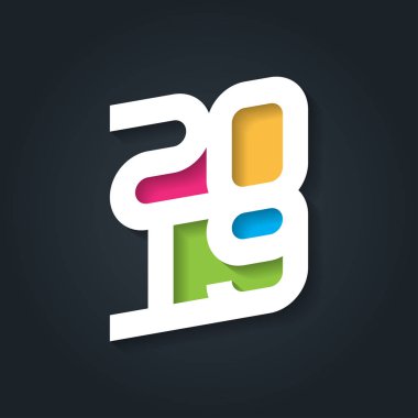 Mutlu yeni yıl 2019, vektör arka plan. 