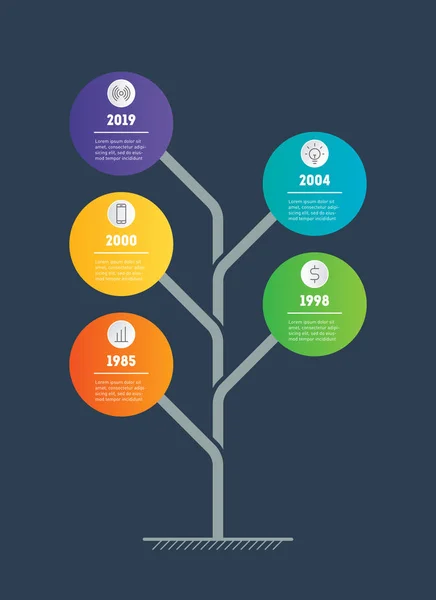 Cronologia Infografica Verticale Concetto Aziendale Con Opzioni Parti Fasi Processi — Vettoriale Stock