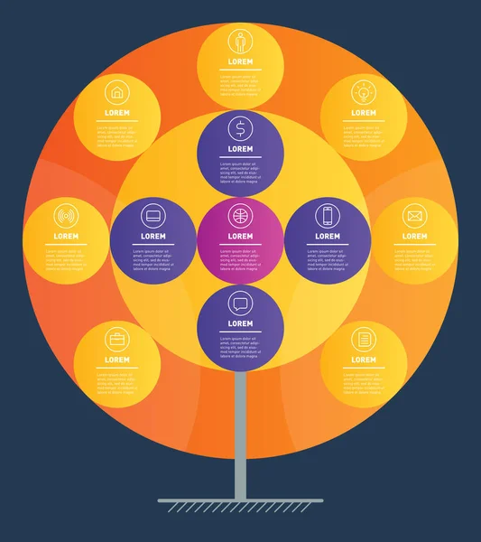 Business Info Concept Présentation Modèle Web Arbre Service Infographie Diagramme — Image vectorielle