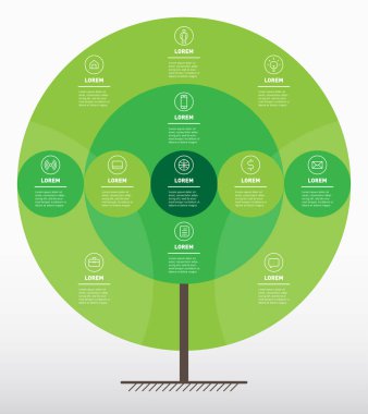 İş tanıtımı kavramı. Vektör Infographic teknoloji veya eğitim sürecin adımları ile. Web şablonu soyut ağaç, bilgi grafik veya diyagram