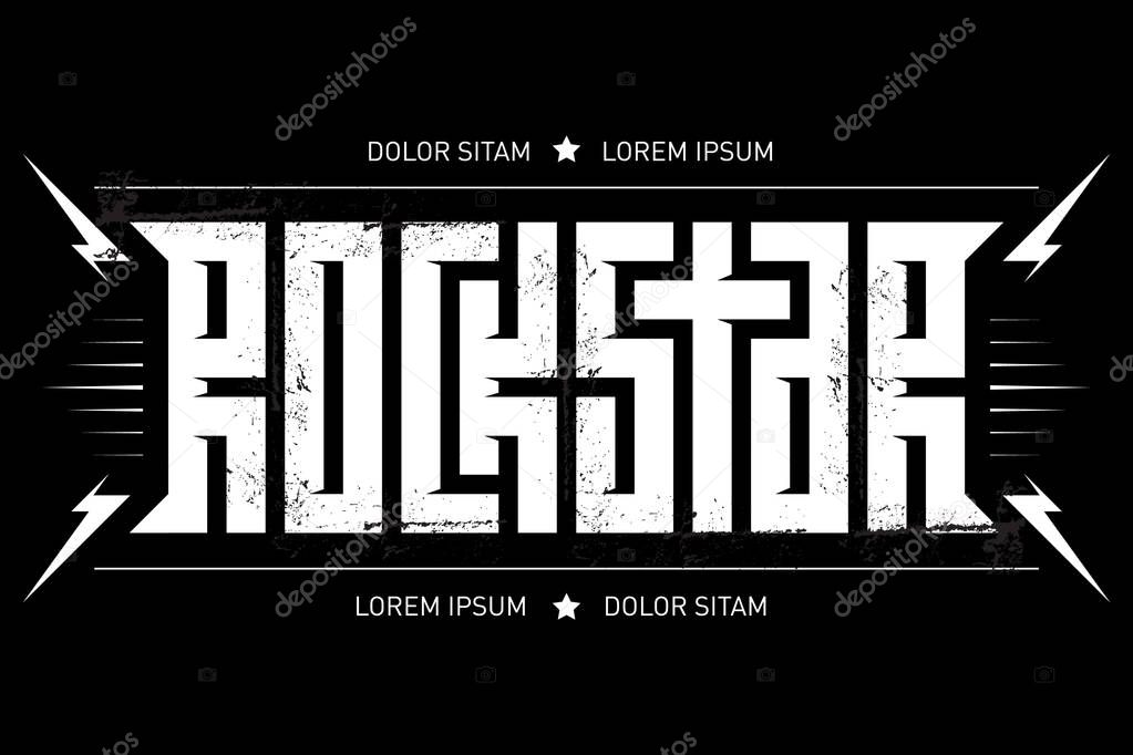 Rock Star - Typography for t-shirt Design or Poster. Rockstar - Artwork for concert.