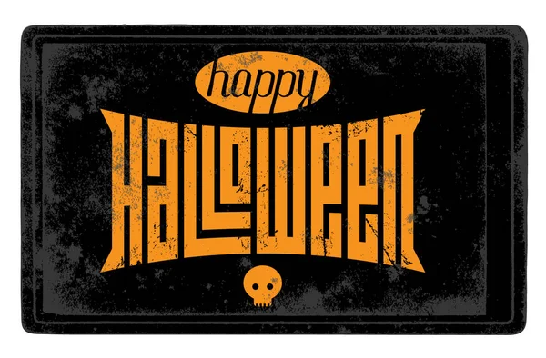 Vintage Happy Halloween Card Skull Original Lettering — Stock Vector