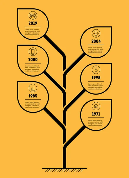 Infografía Vectorial Tecnología Proceso Educativo Con Pasos Sobre Fondo Amarillo — Archivo Imágenes Vectoriales