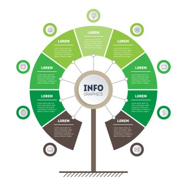 Dikey infographi ağacı, zaman çizelgesi veya sunu. Bahçe veya bahçe satışı. Bilgileri dizin tasarım şablonu. 
