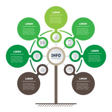 Dikey infographi ağacı, zaman çizelgesi veya sunu. Bahçe veya bahçe satışı. Bilgileri dizin tasarım şablonu. 