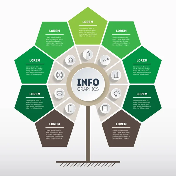 Infografia Vertical Árvore Linha Tempo Apresentação Venda Horticultura Jardim Modelo — Vetor de Stock