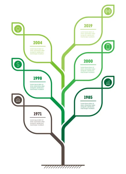 Verticale Infographi Boom Tijdlijn Presentatie Tuinbouw Tuin Koop Informatie Index — Stockvector