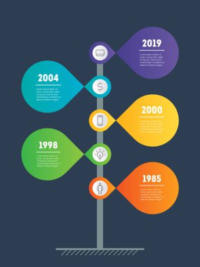 Dikey iş sunu kavramı, şablon / ağaç, bilgi grafik veya diyagram ile kutsal kişilerin resmi.
