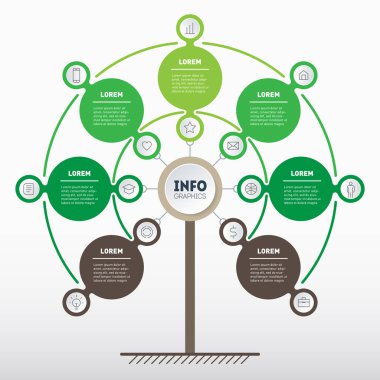 Ağaç yapısı bilgi zaman çizelgesi vektör çizim