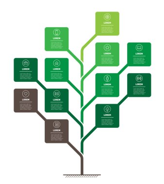 Ağaç yapısı bilgi zaman çizelgesi vektör çizim