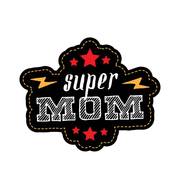 Vektor Illustration Des Super Mama Patches — Stockvektor