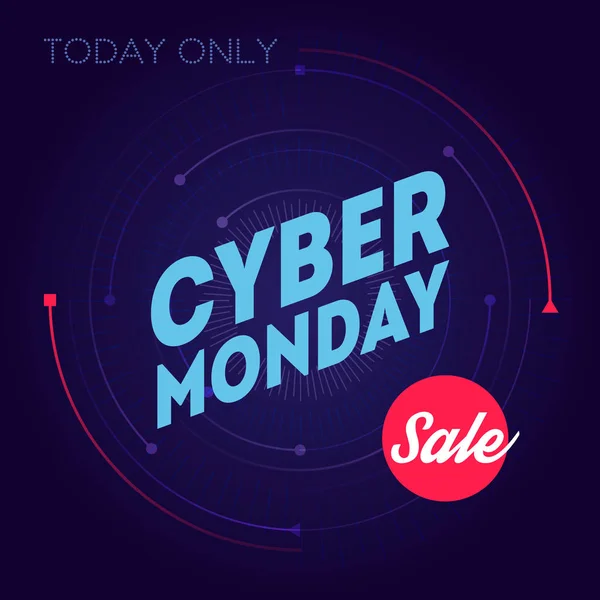 Cyber Monday Sale Poster Dark Blue Background — Stock Vector