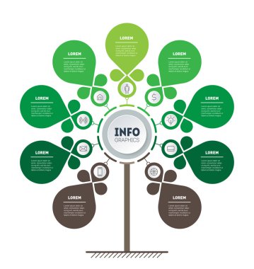 İş tanıtımı kavramı. Web şablonu ağacının yaprakları, bilgi grafik veya diyagram. Infographic teknolojisi veya eğitim sürecinin
