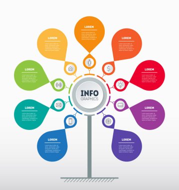 İş tanıtımı kavramı. Web şablonu ağacının yaprakları, bilgi grafik veya diyagram. Infographic teknolojisi veya eğitim sürecinin