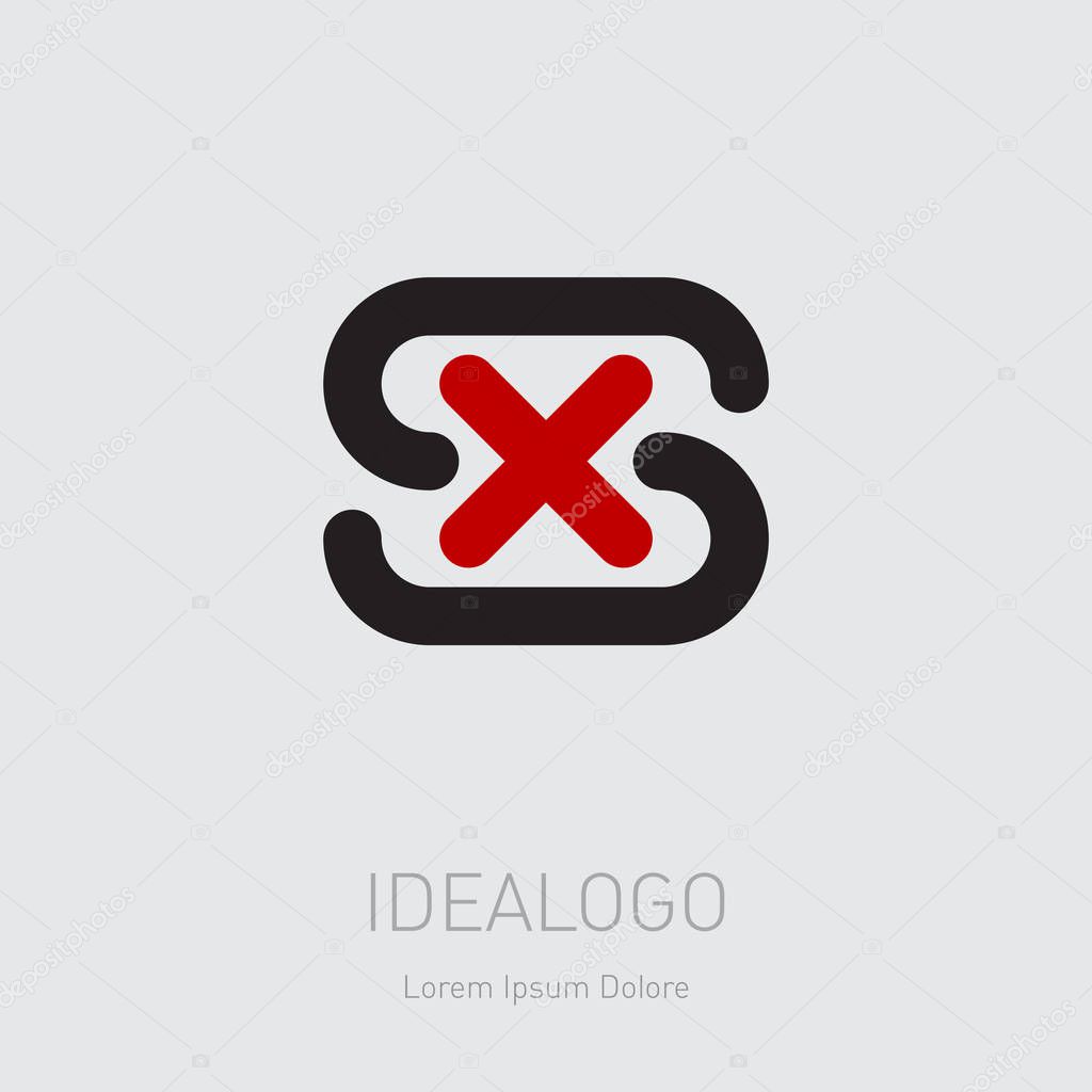SX - Vector design element or icon. Initial monogram logotype. S and X logo
