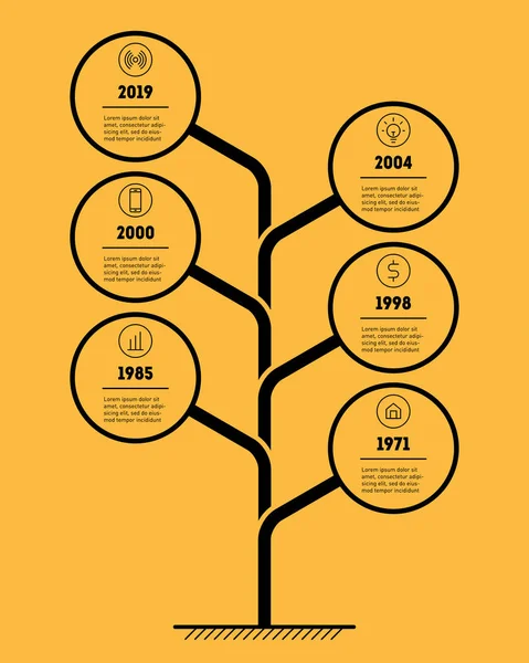 Kolo Tvarované Osy Infografiky Šablonu Žlutém Podkladu — Stockový vektor