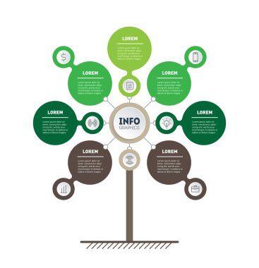 Ağaç yapısı bilgi zaman çizelgesi vektör çizim