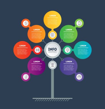 Ağaç yapısı bilgi zaman çizelgesi vektör çizim