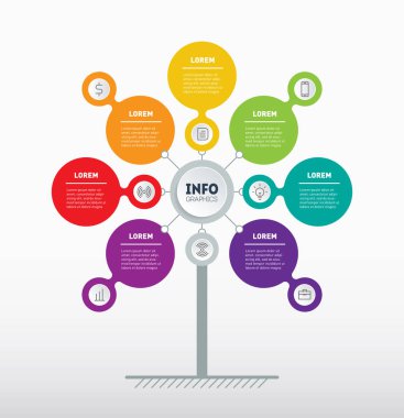 Ağaç yapısı bilgi zaman çizelgesi vektör çizim