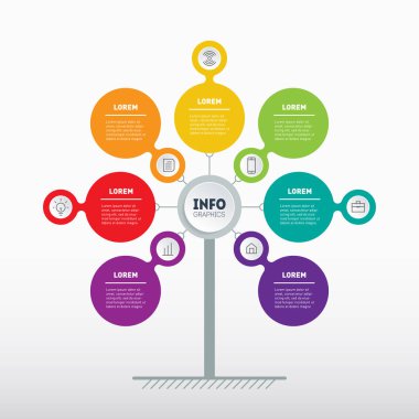 Ağaç yapısı bilgi zaman çizelgesi vektör çizim