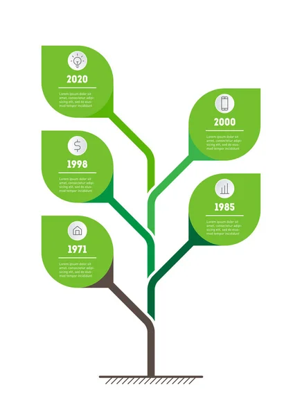 Drzewo Rozwój Wzrost Firmy Eco Informacje Formie Graficznej Prezentacja Biznes — Wektor stockowy